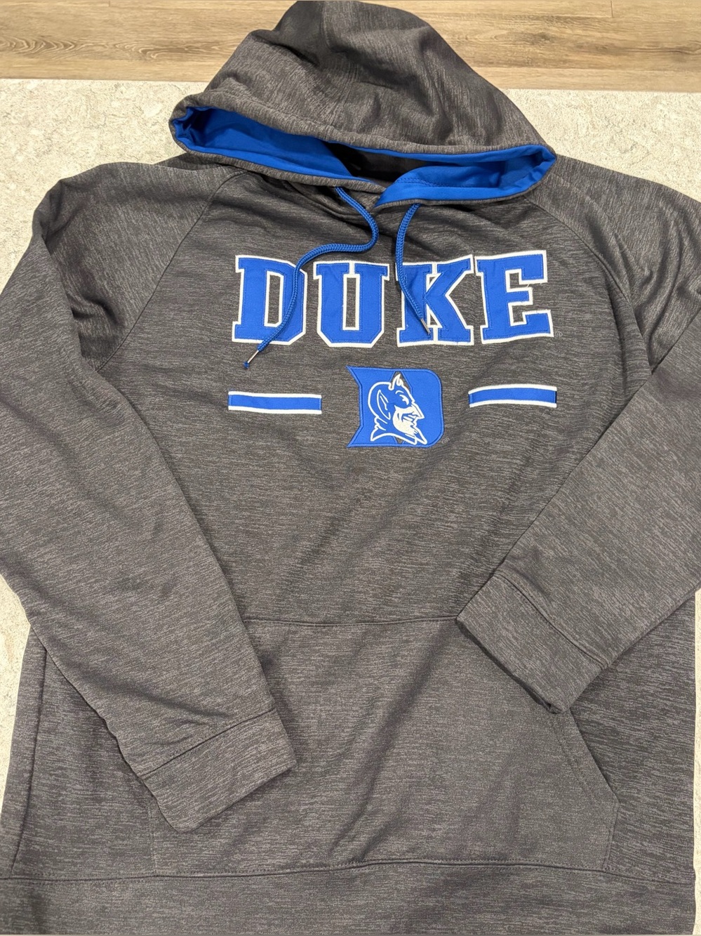 Duke University Colosseum Gray & Blue Hooded Pullover Sweatshirt-XL